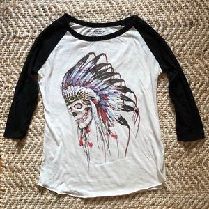 Denim & Supply Native Skull Baseball T Shirt